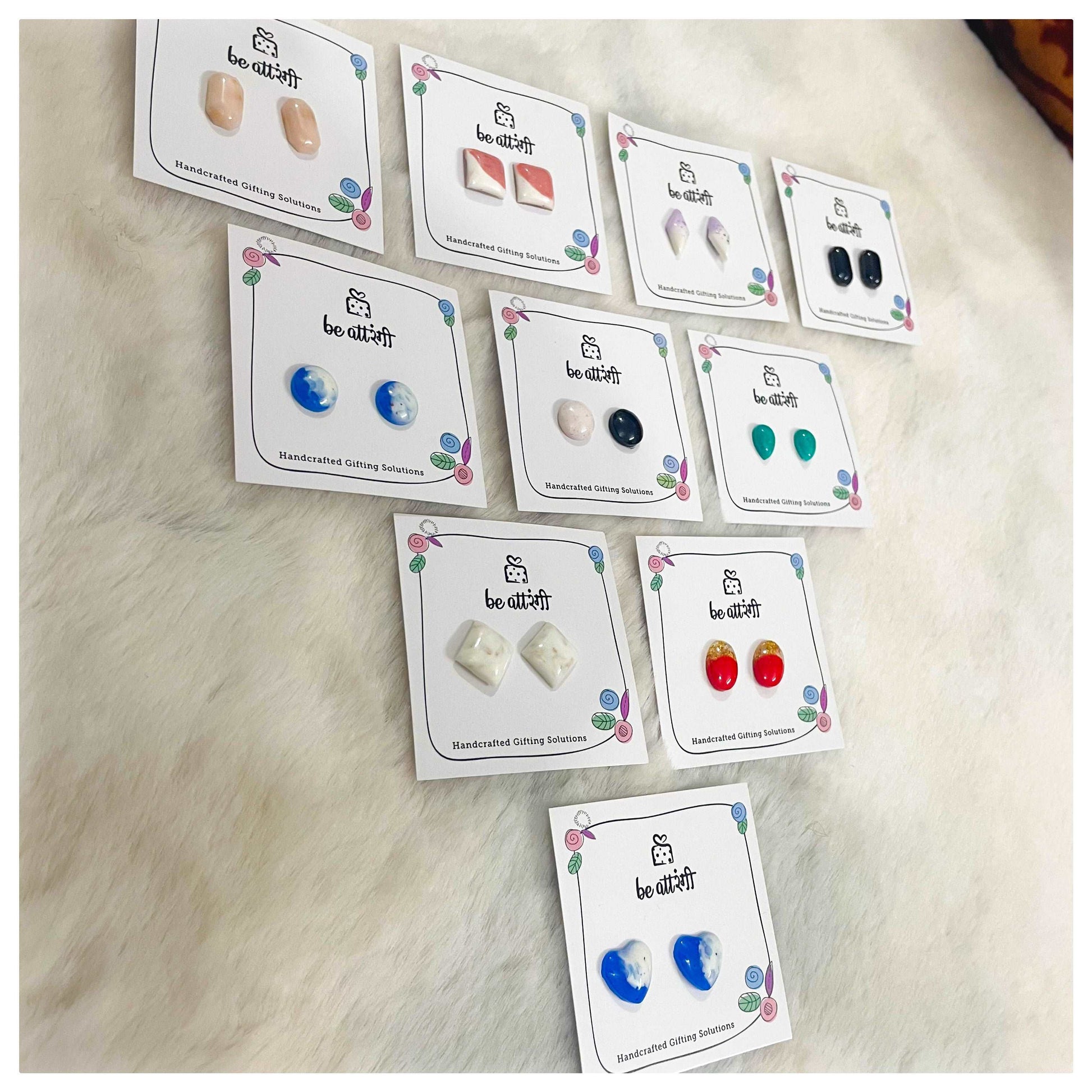 10 Pair Resin Stud Earrings Combo - beattrangi