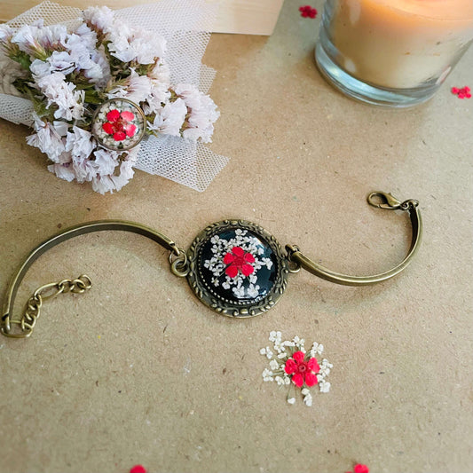 Vintage Red Bracelet Ring Combo