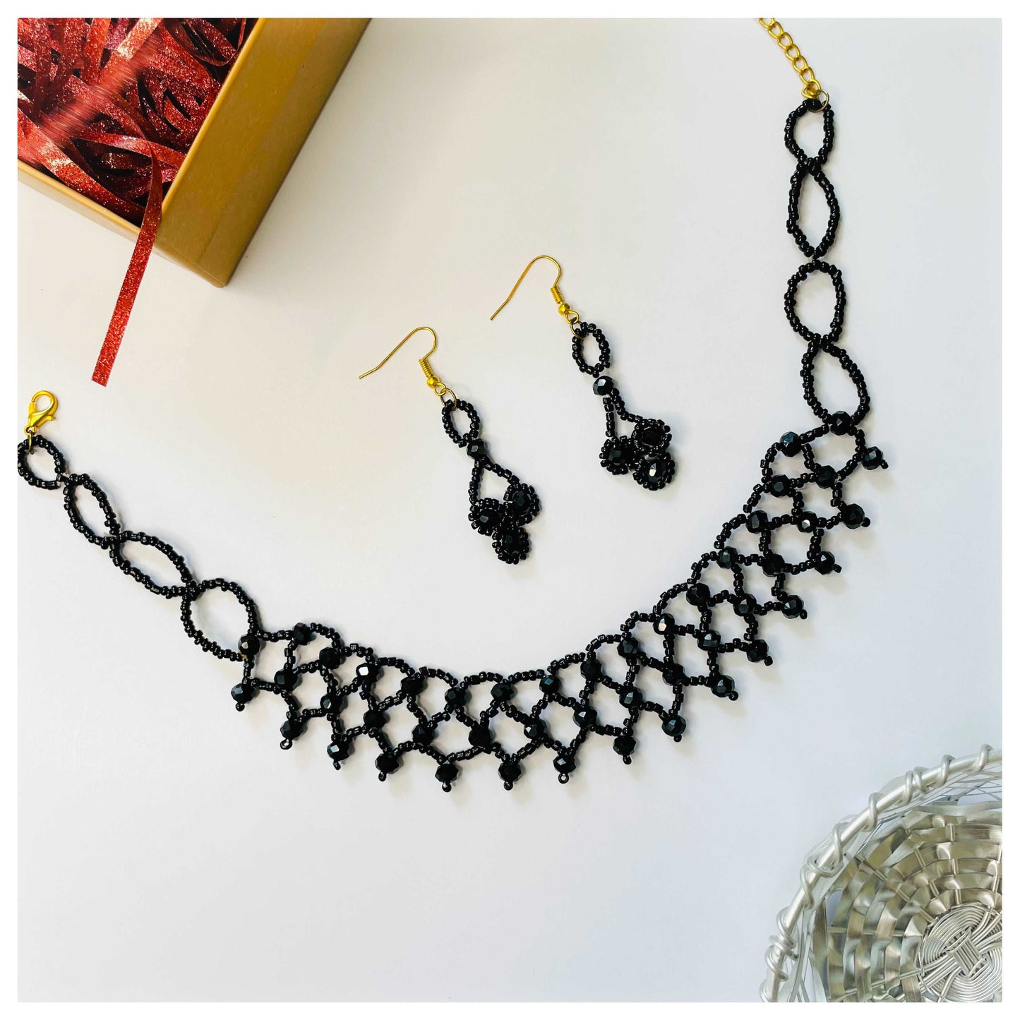 Black Web Choker Set - beattrangi