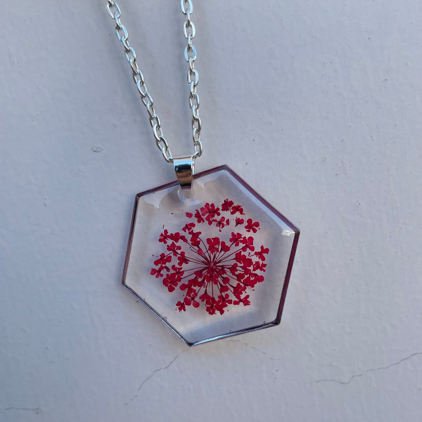 Hexa Red Lace Flower Pendant