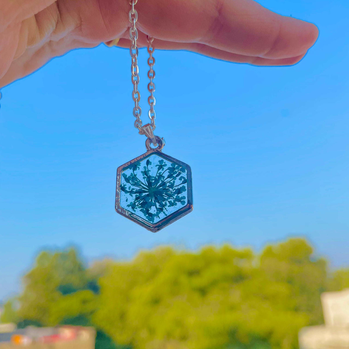 Firozi Lace Flower Pendant
