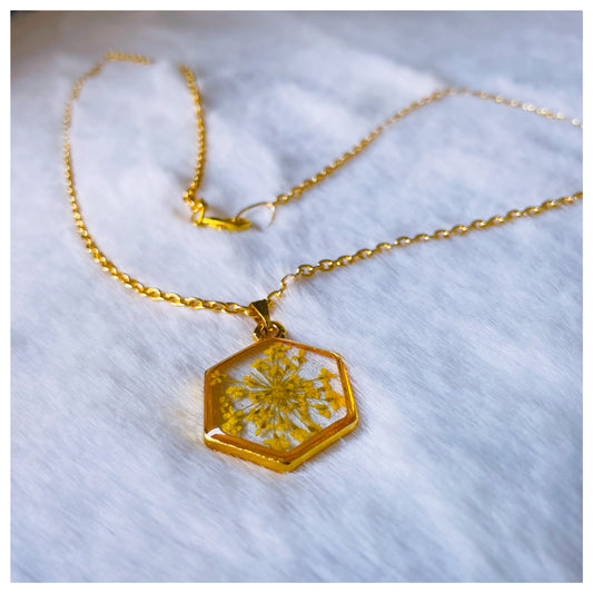Yellow Hexa Flower Pendant - beattrangi