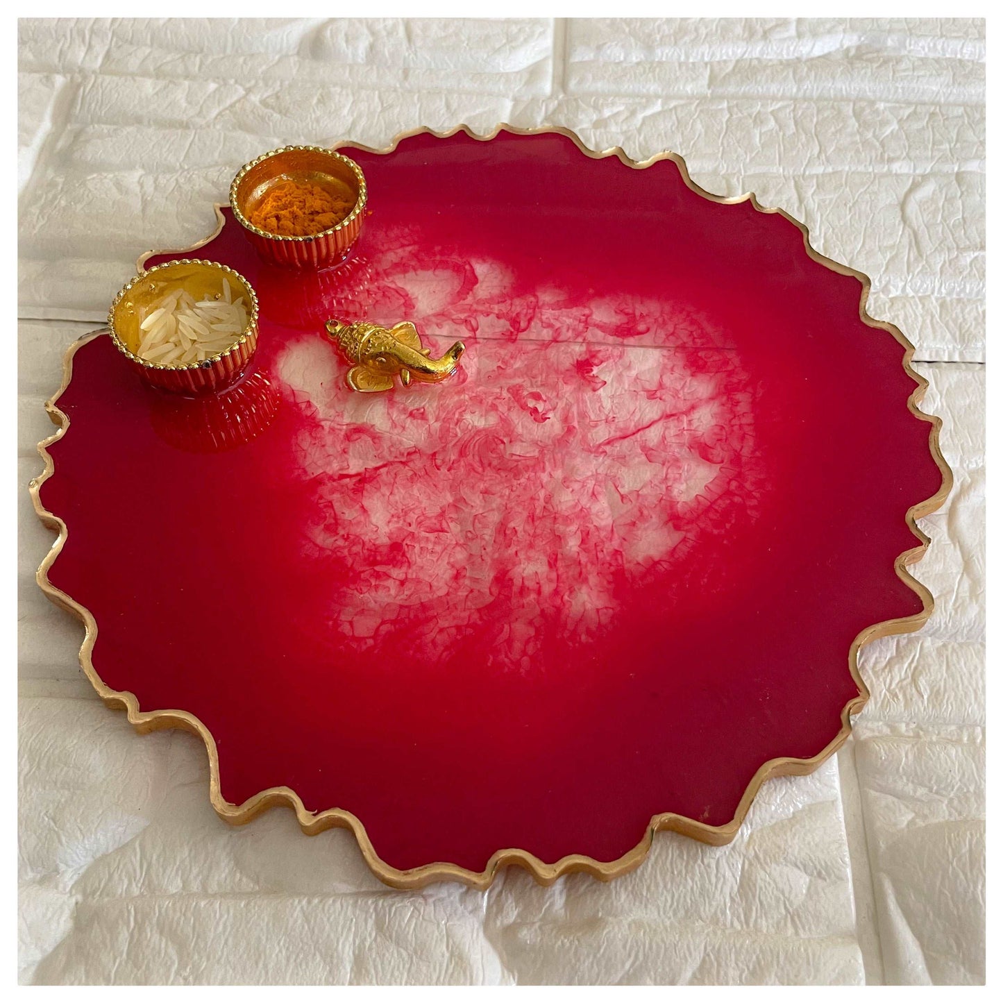 Festive Red Pooja Thali - beattrangi