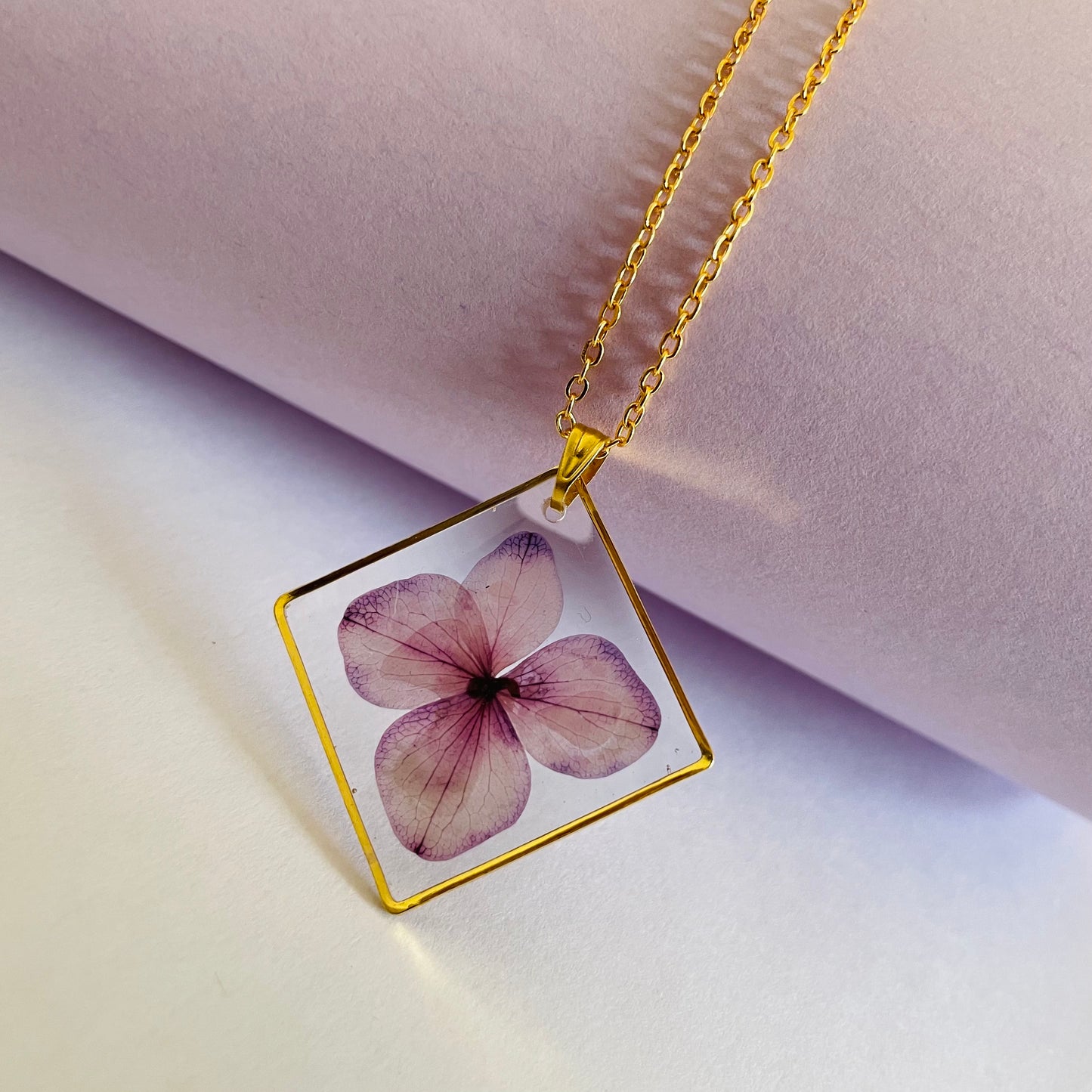 Purple Hydrangea Flower Pendant