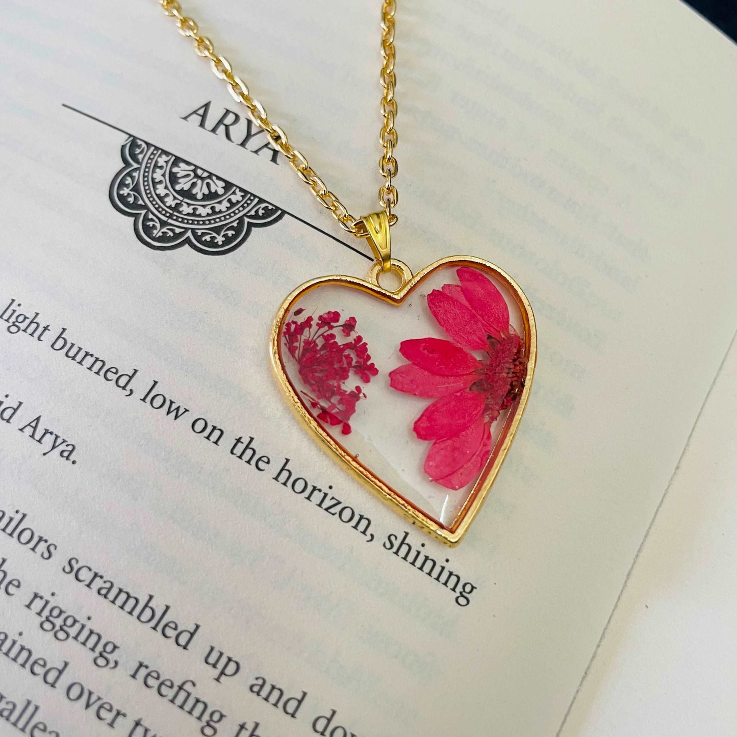 Blooming Red Heart Necklace Set