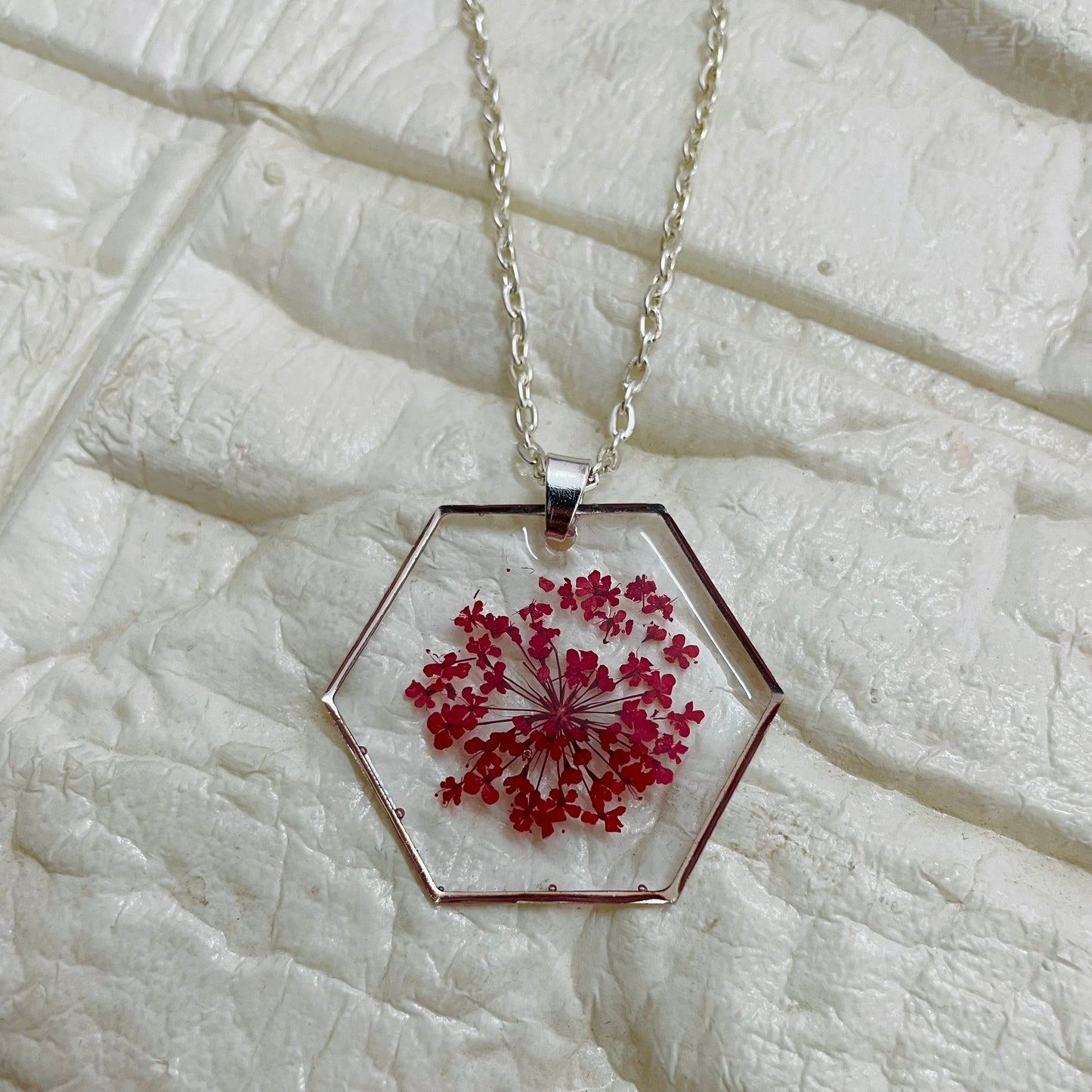 Hexa Red Lace Flower Pendant
