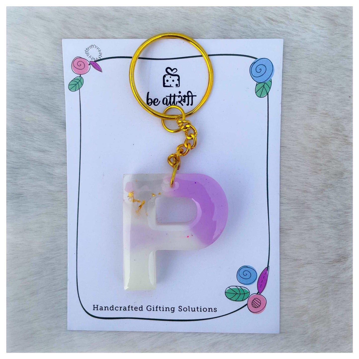 P letter lavender keychain