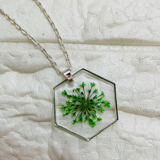 Hexa Green Lace Flower Pendant