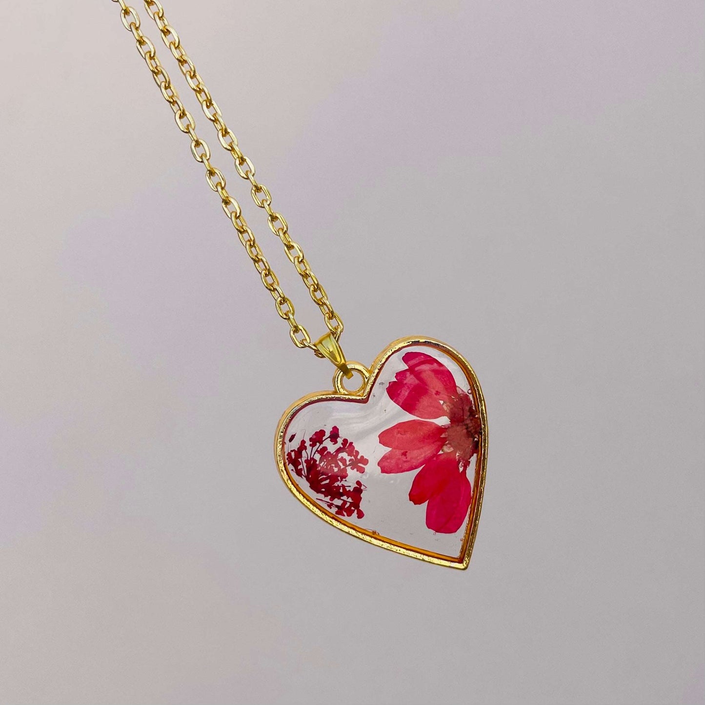 Blooming Red Heart Necklace Set