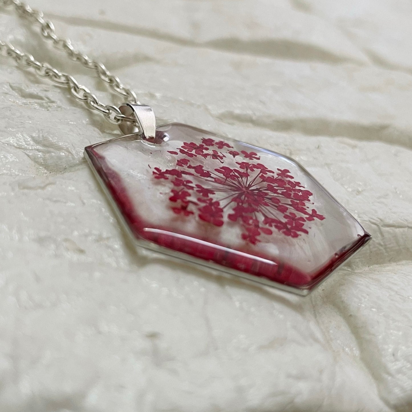 Hexa Red Lace Flower Pendant