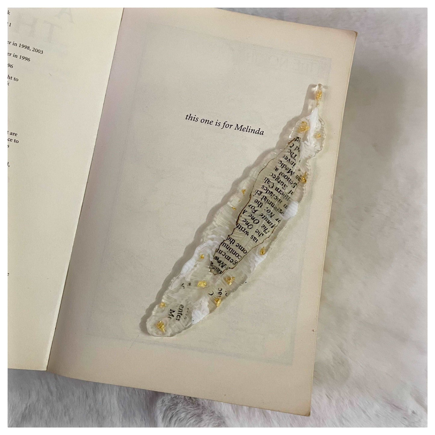 Burnt paper feather bookmark - beattrangi