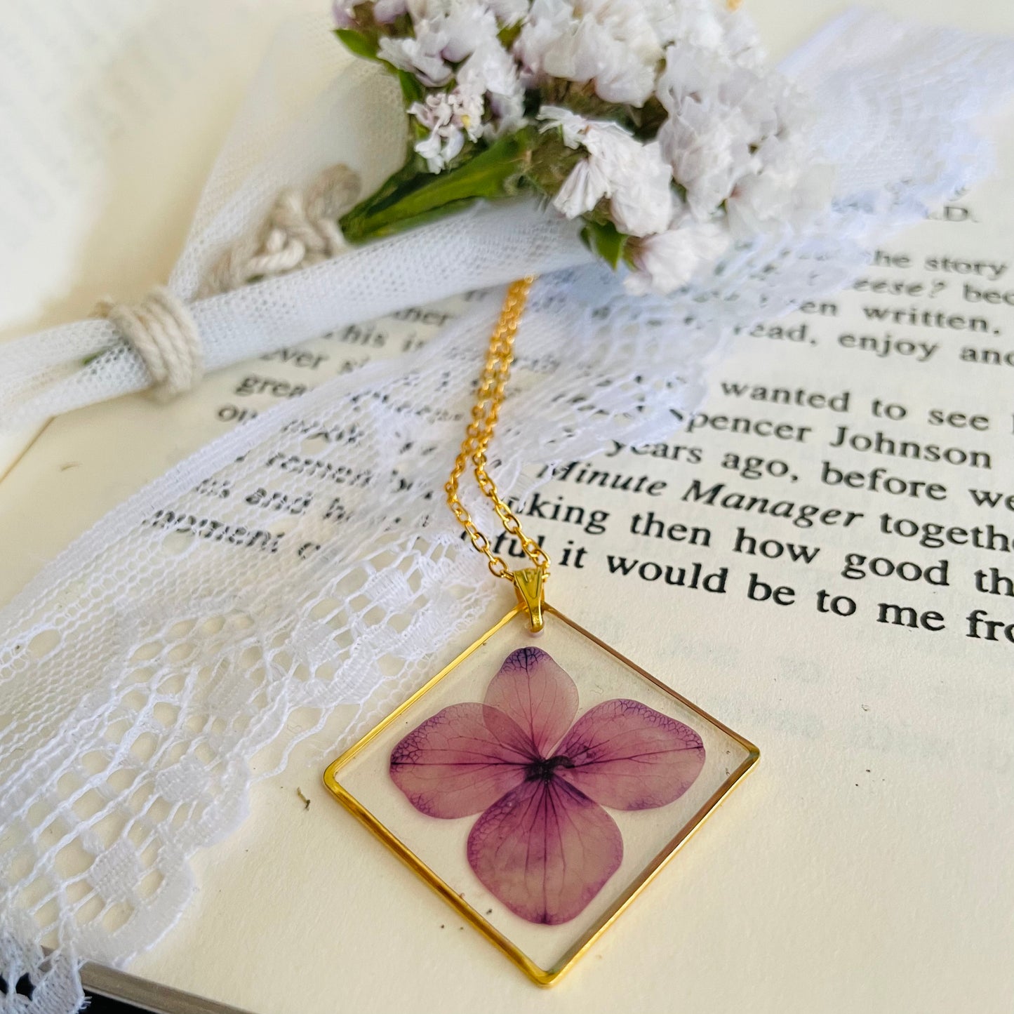 Purple Hydrangea Flower Pendant