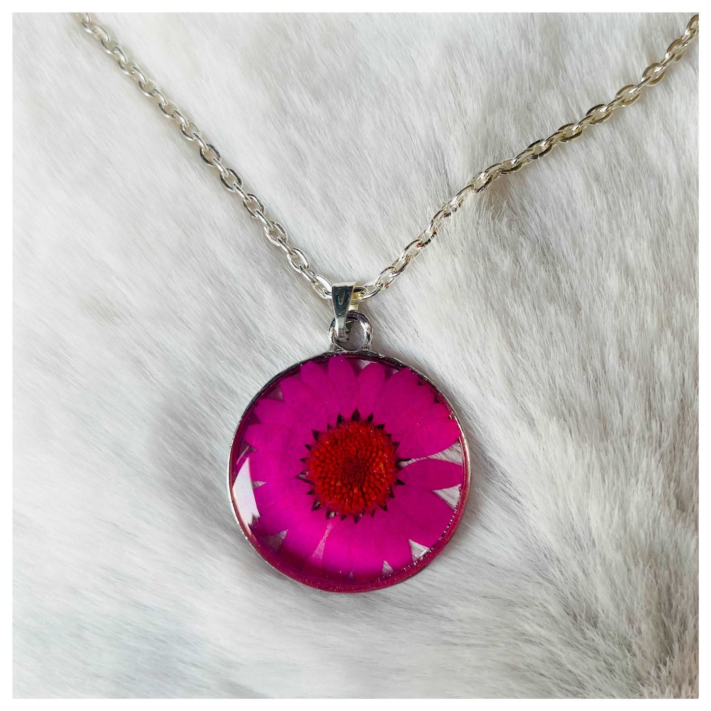 Hot Pink Daisy Pendant
