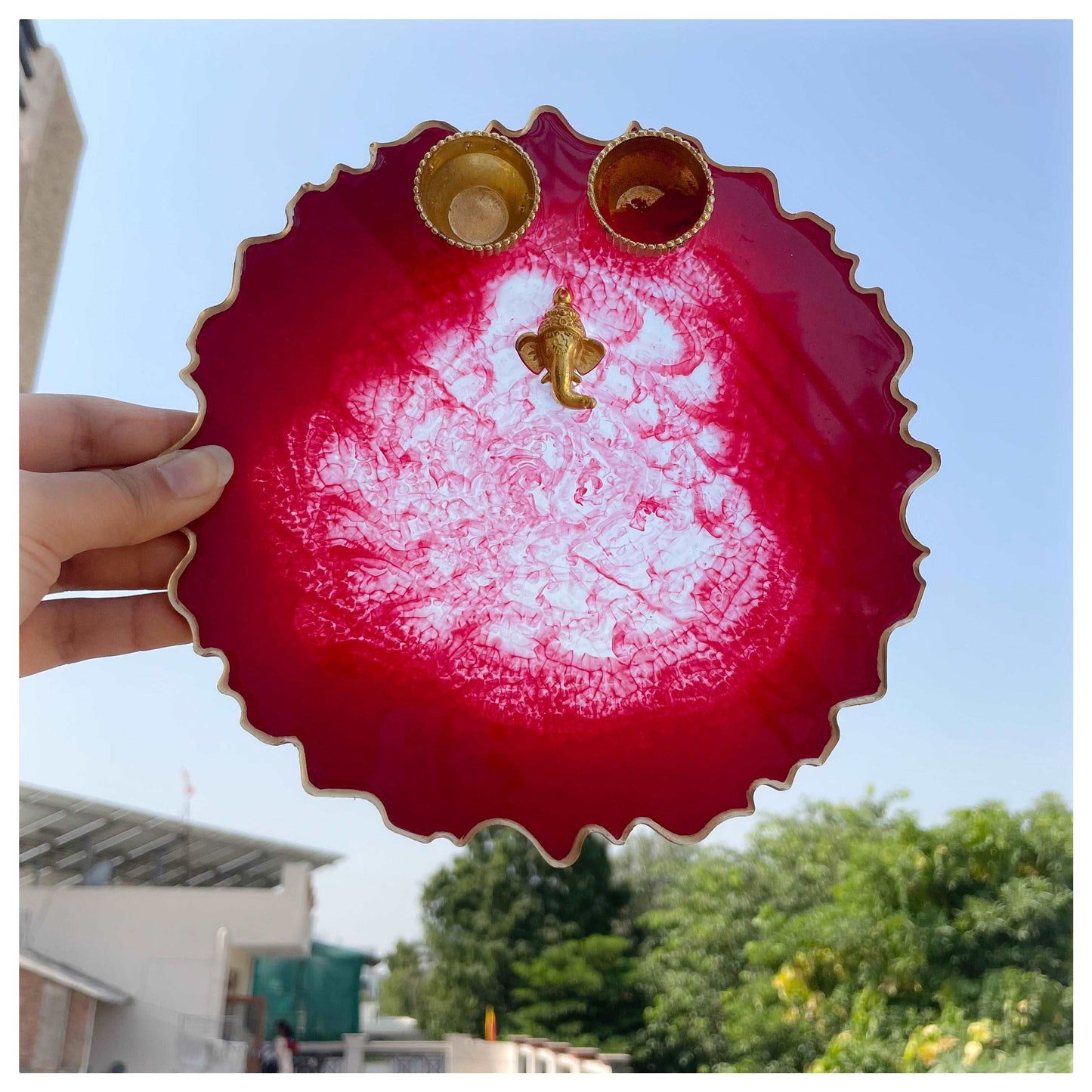 Red Ganesha Pooja Thali Combo - beattrangi
