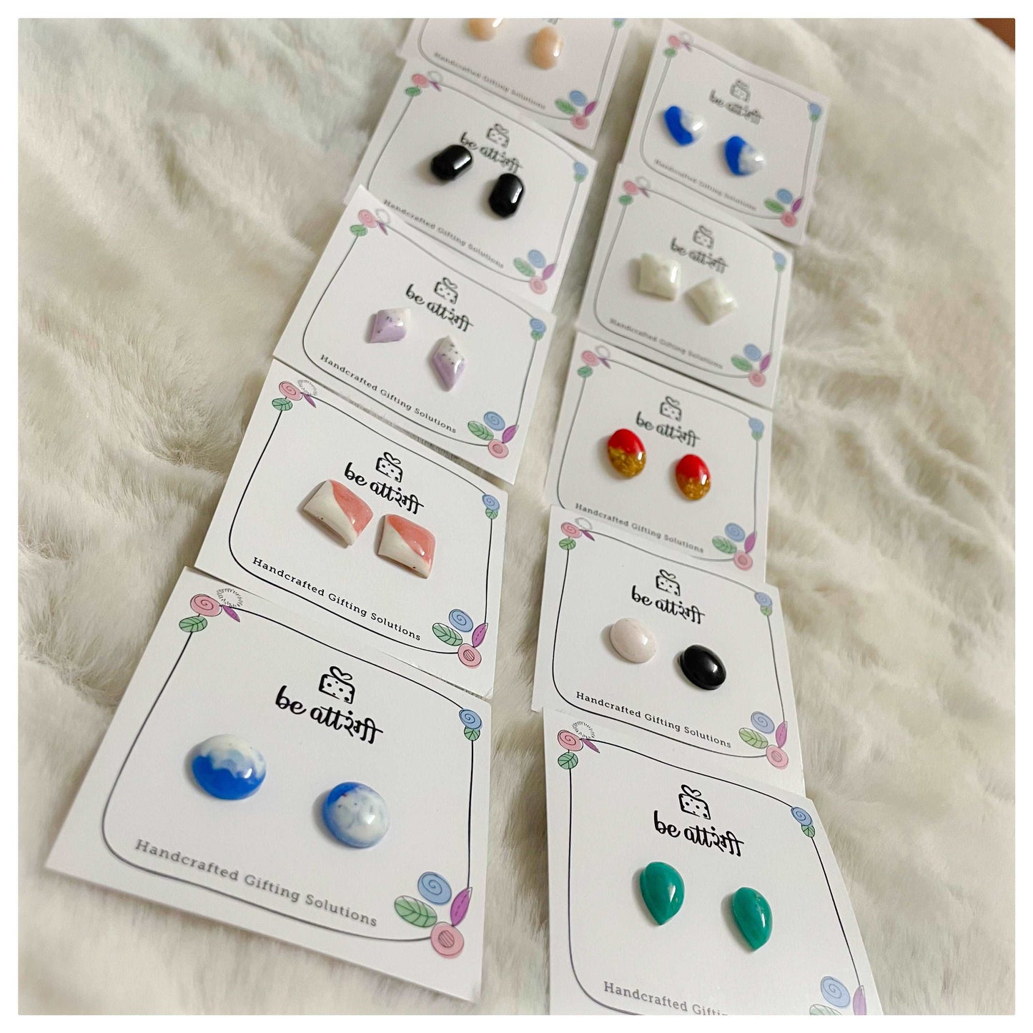 10 Pair Resin Stud Earrings Combo - beattrangi