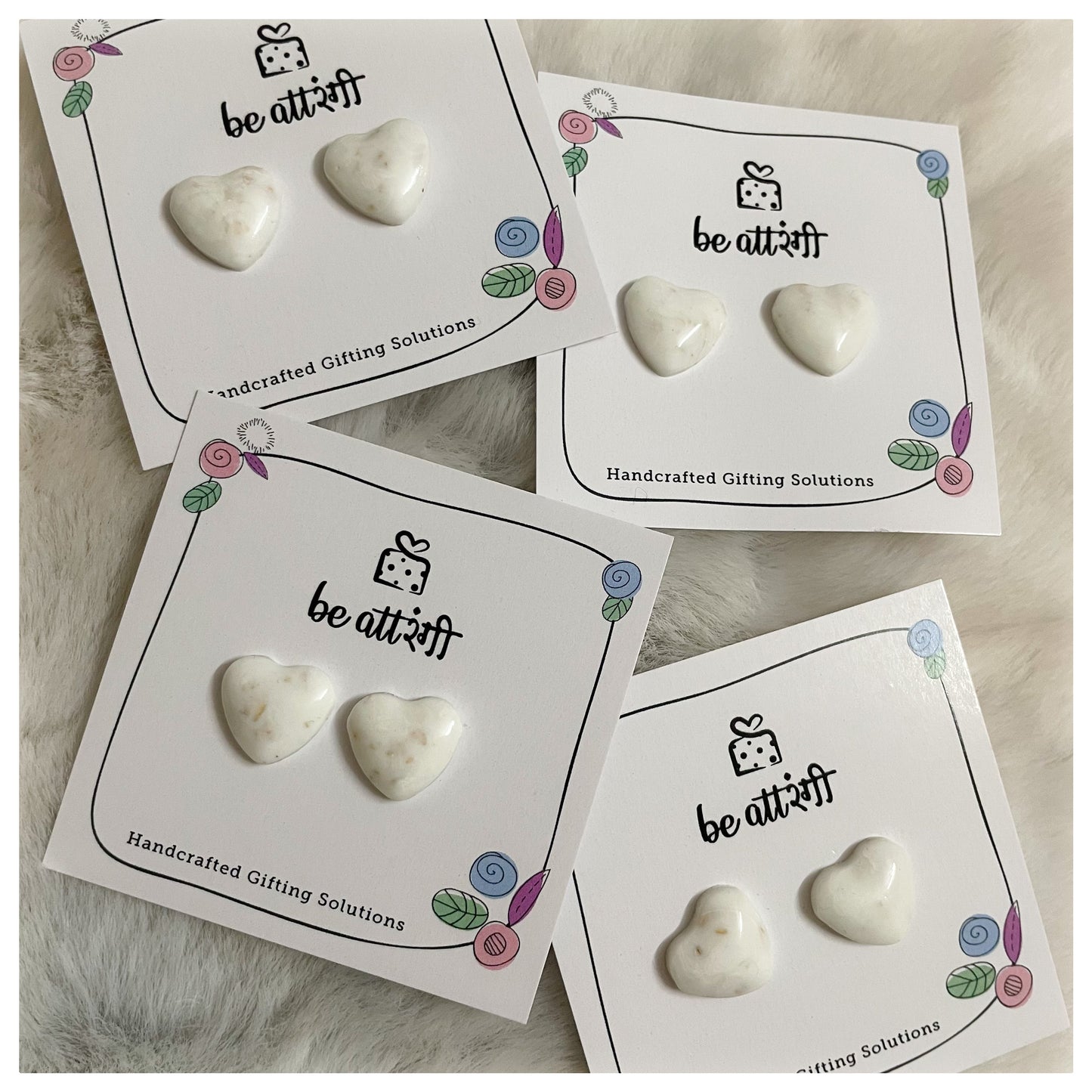 White Heart Stud Earrings - beattrangi
