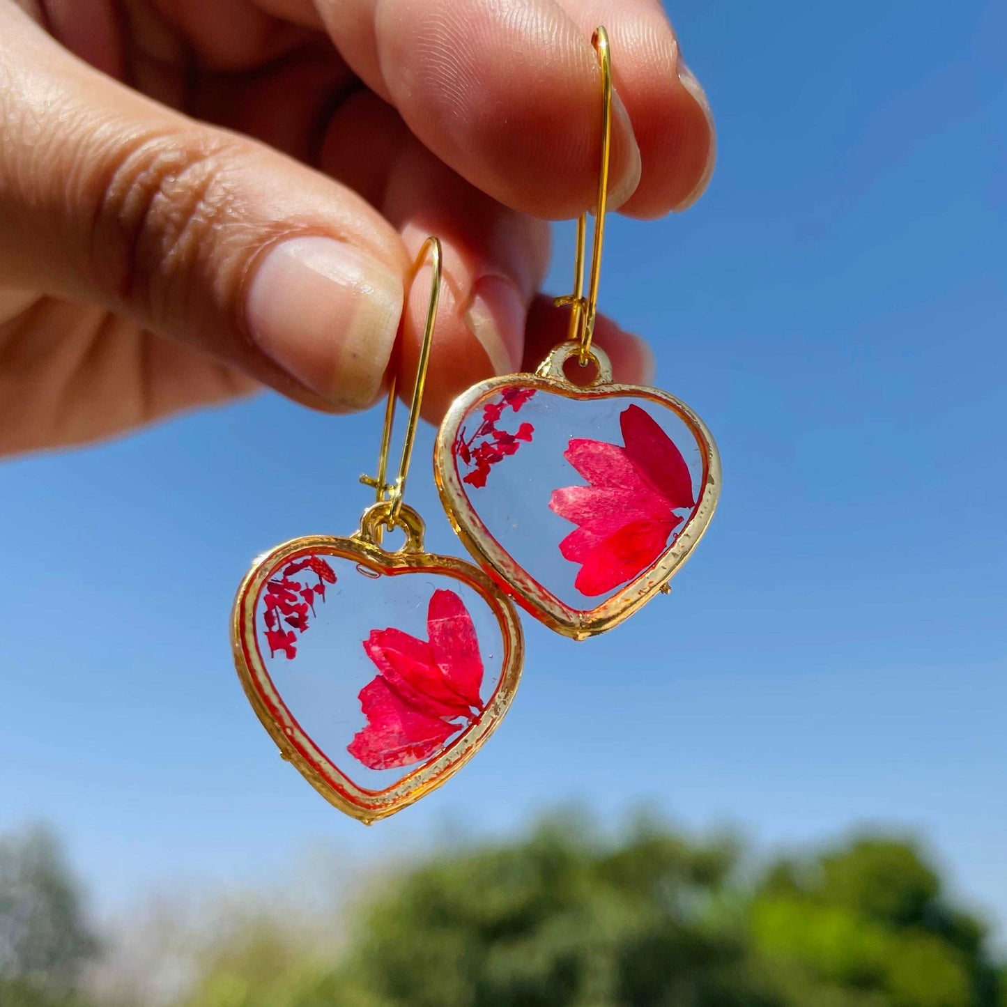Blooming Red Heart Necklace Set
