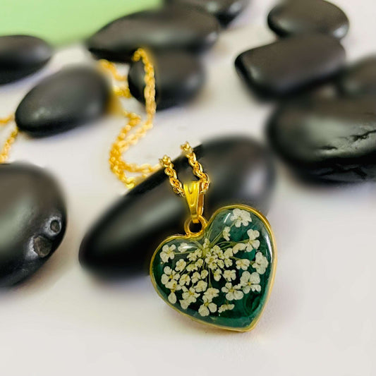 Emerald Green Real Flower Pendant