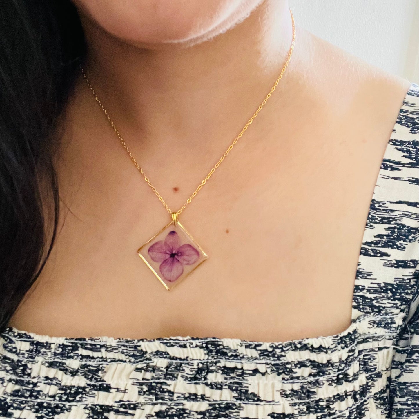 Purple Hydrangea Flower Pendant
