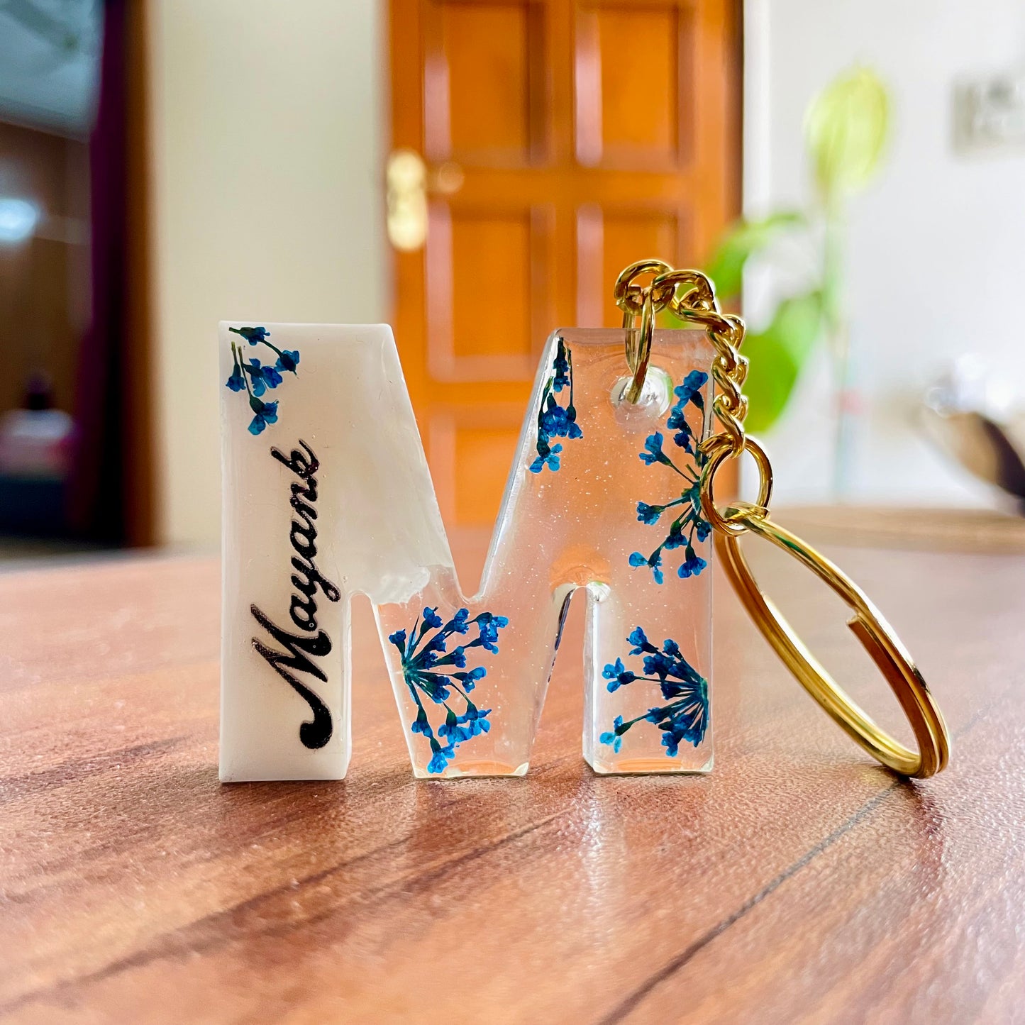 Name Customised Real Flower Keychain- M