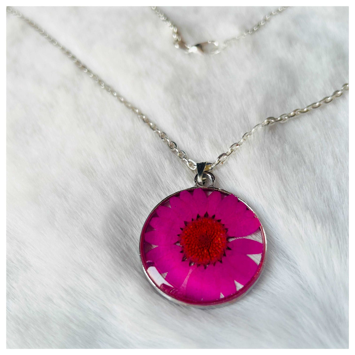 Hot Pink Daisy Pendant