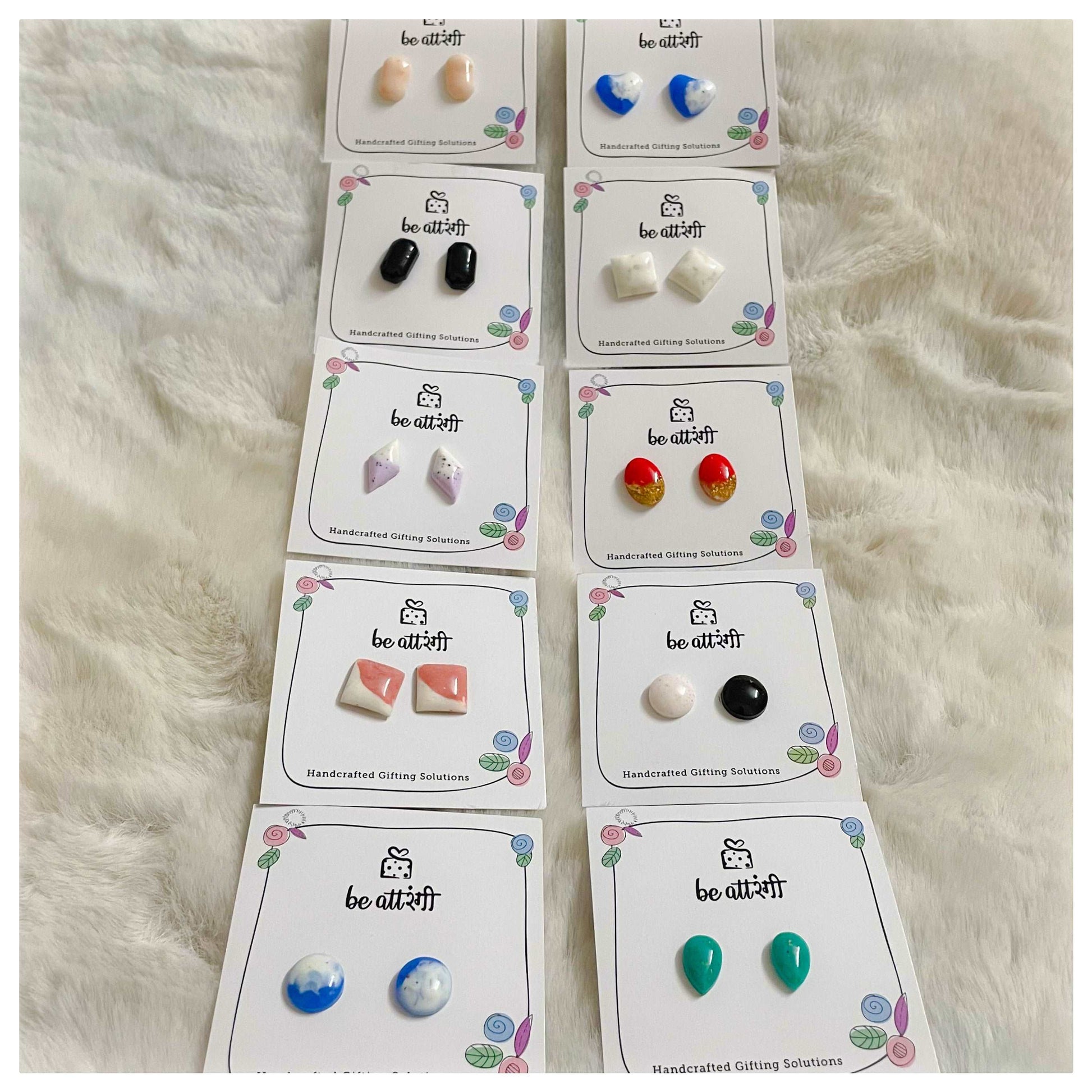 10 Pair Resin Stud Earrings Combo - beattrangi