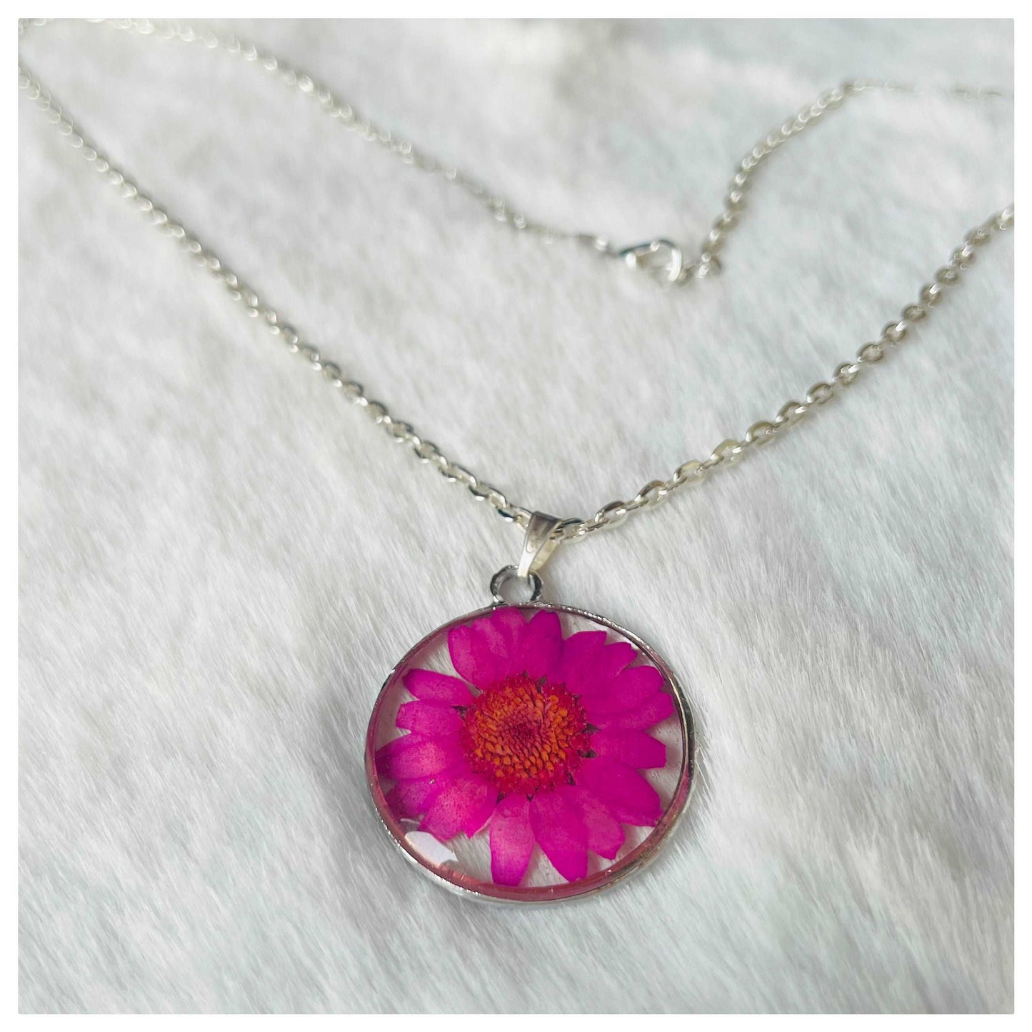 Hot Pink Daisy Pendant