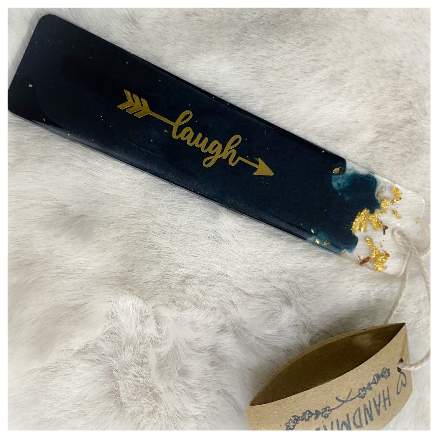 Teal Black Laugh Bookmark - beattrangi