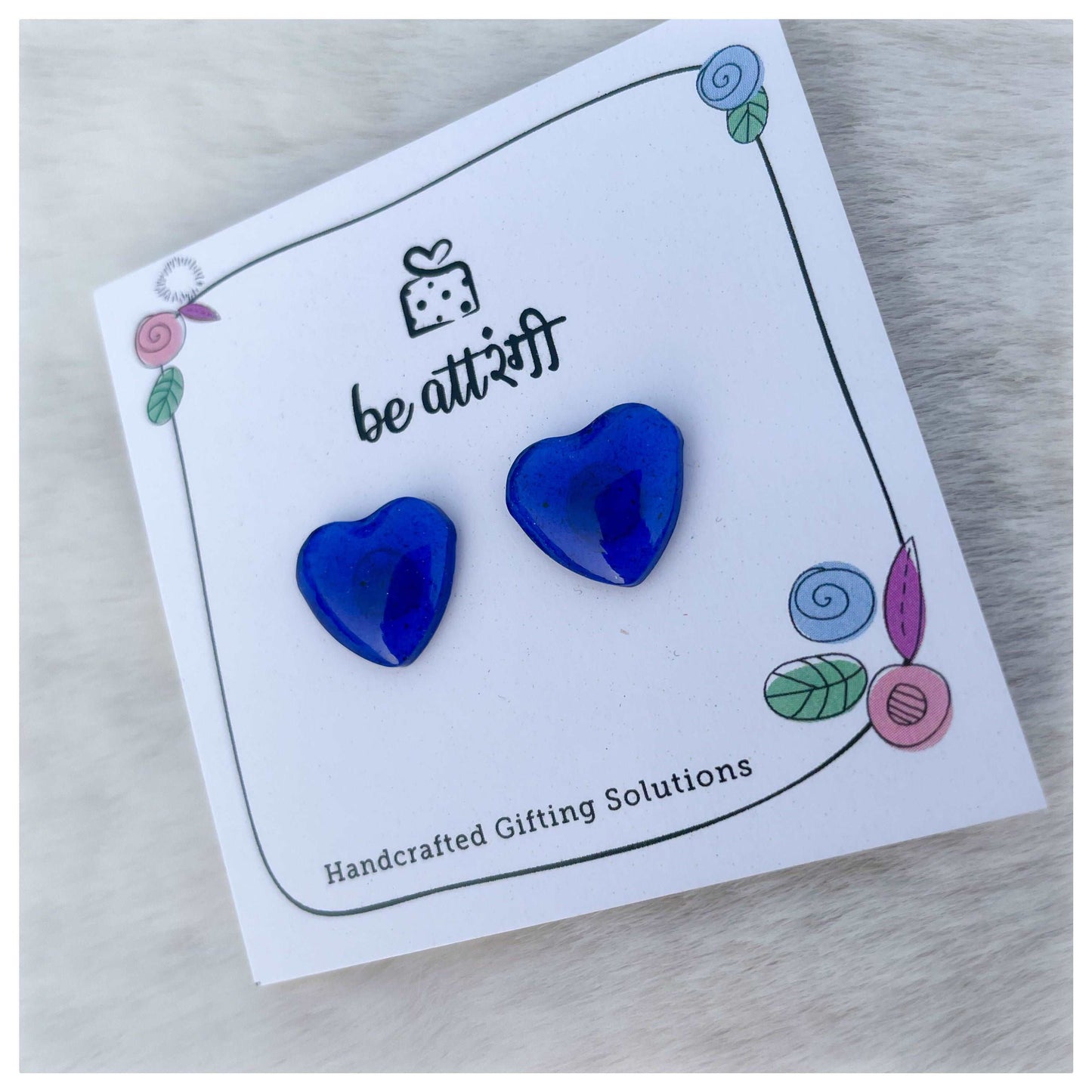 Blue Heart Stud Earrings - beattrangi