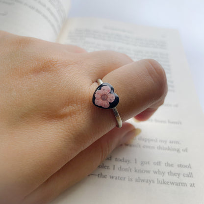 Pink Plum Blossom Heart Ring