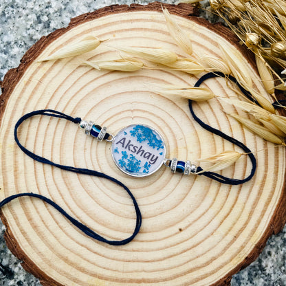 Blue Customised Name Bhai Rakhi