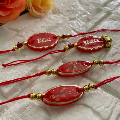 Red Evil Eye Bhai Rakhi Set