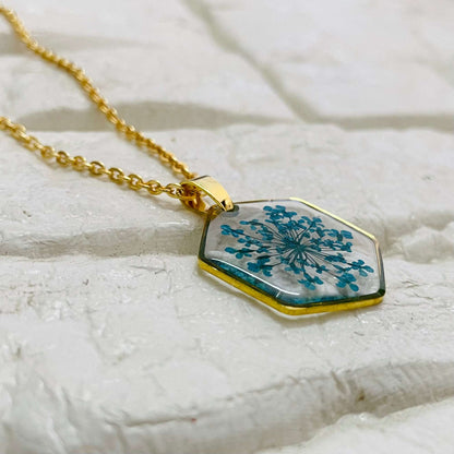 Blue Hexa Flower Pendant