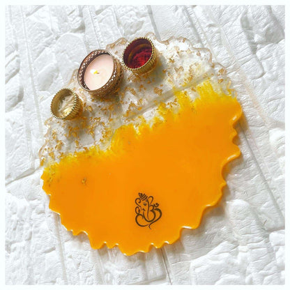 Traditional Yellow Resin Pooja Thali - beattrangi
