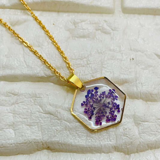 Purple Hexa Flower Pendant