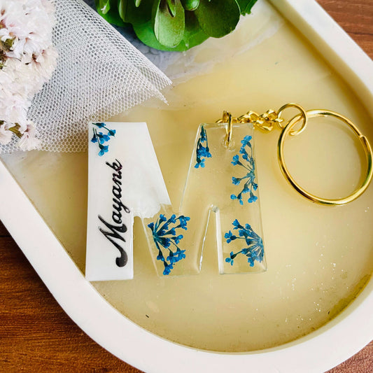 Name Customised Real Flower Keychain- M