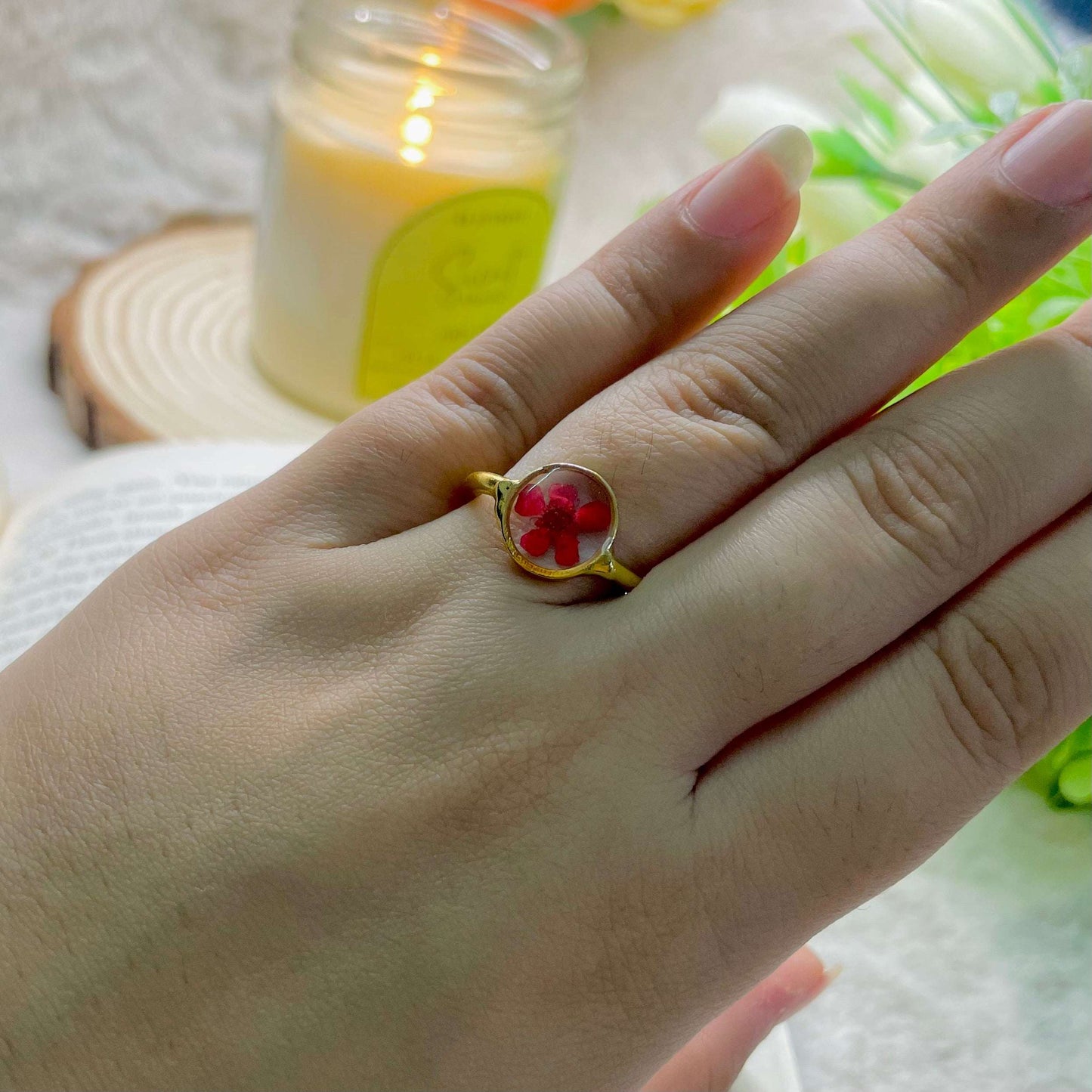 Red Plum Blossom Ring