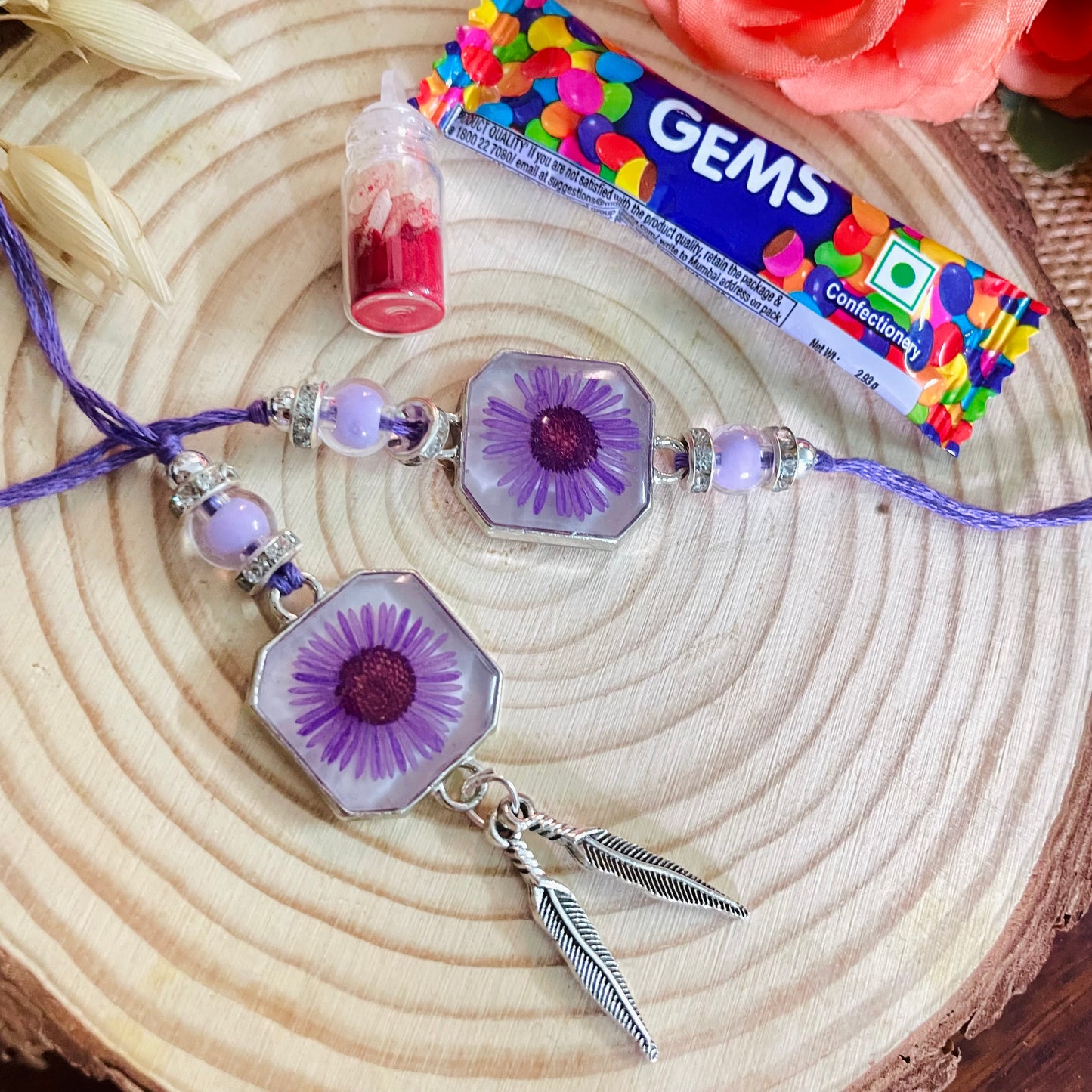 Lavender Real Flower Bhai Rakhi
