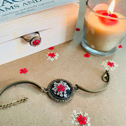 Vintage Red Bracelet Ring Combo