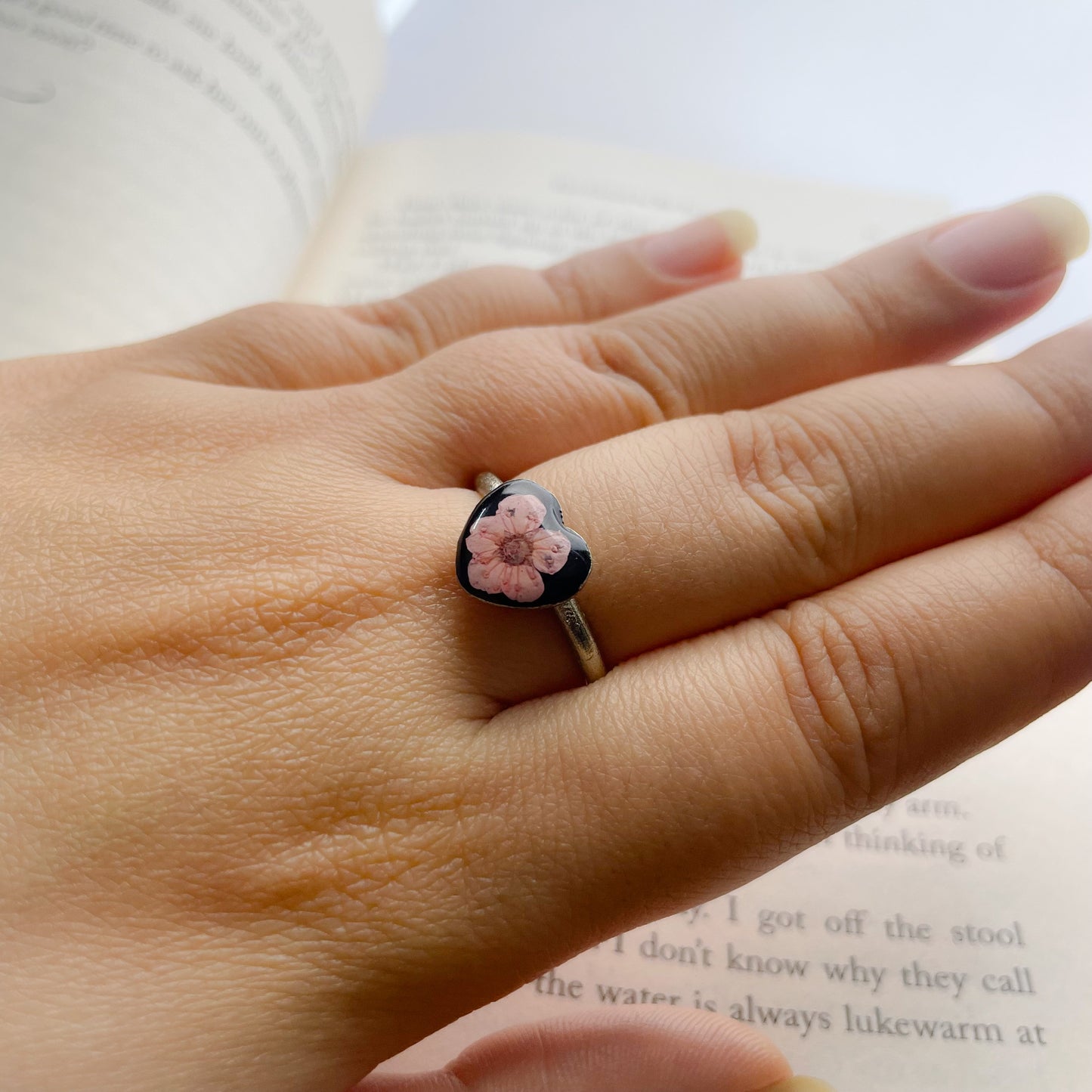 Pink Plum Blossom Heart Ring