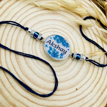 Blue Customised Name Bhai Rakhi