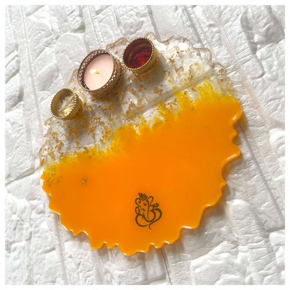 Traditional Yellow Resin Pooja Thali - beattrangi