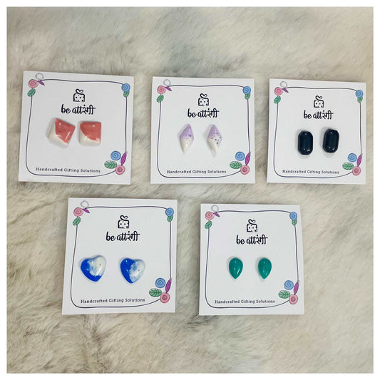 5 Pair Resin Stud Earrings Combo - beattrangi