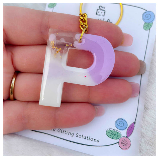 P letter lavender keychain