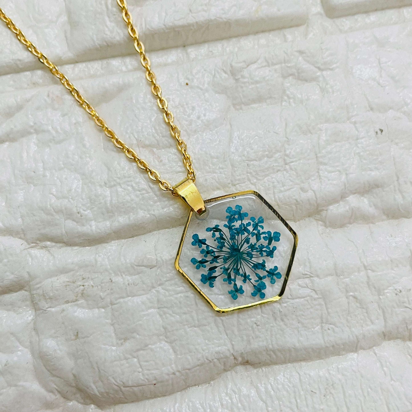 Blue Hexa Flower Pendant