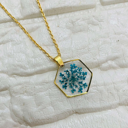 Blue Hexa Flower Pendant