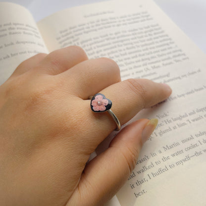 Pink Plum Blossom Heart Ring