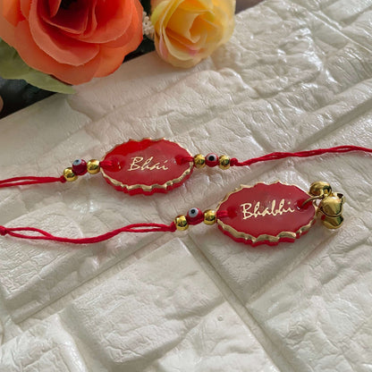 Red Evil Eye Bhai Rakhi Set
