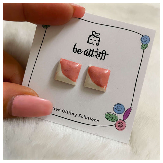 Square White Rose Coloured Studs