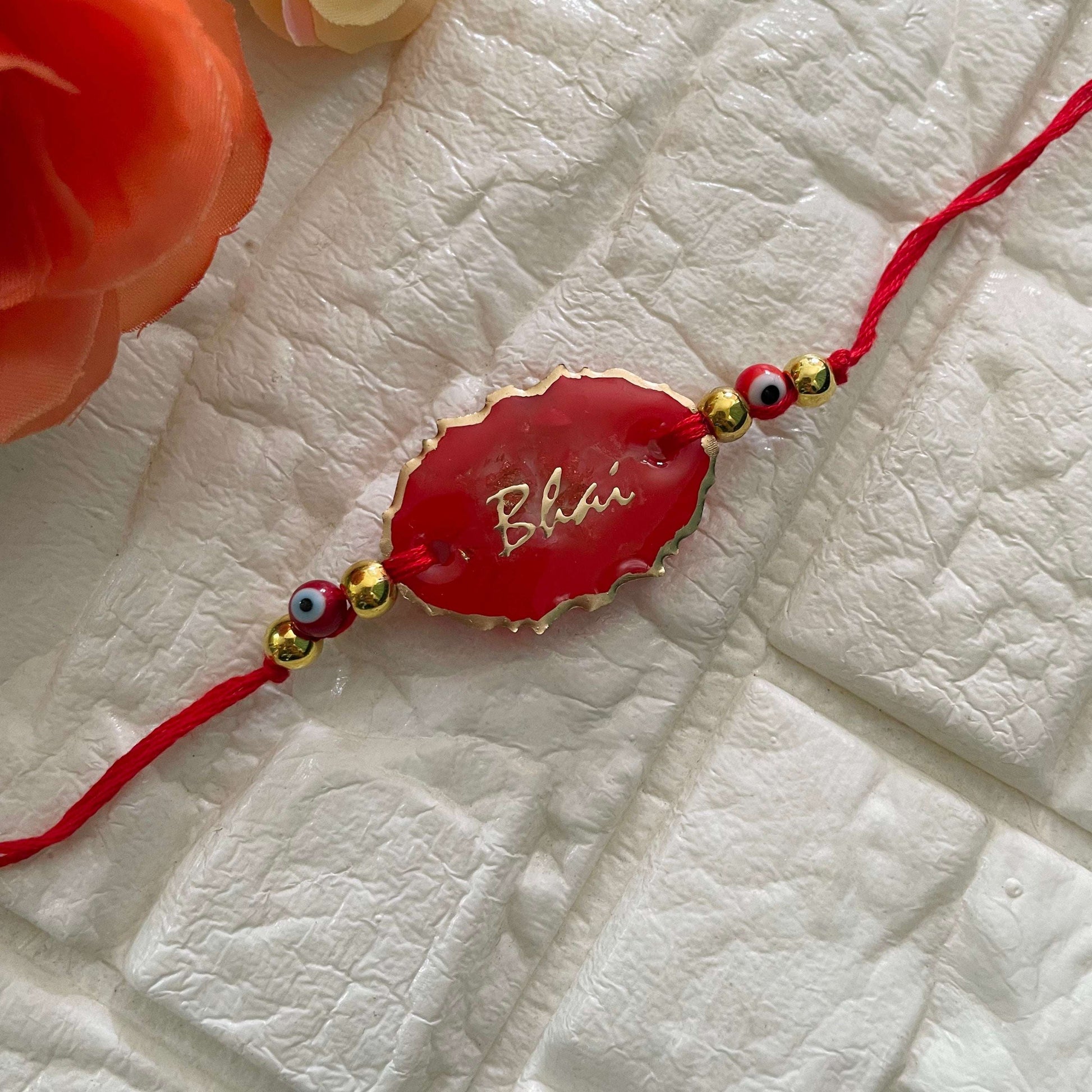 Red Evil Eye Bhai Rakhi Set